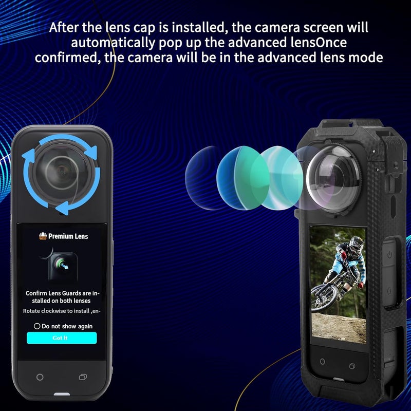 YETAMKR for Insta 360 X5 Camera Mount Case Cover/Tempered Glass Screen Protector/Front and Rear Lens Standard Transparent Protective Covers/Silicone Lens Protector Camera Cage Accessories (Optical Glass) - Image 2